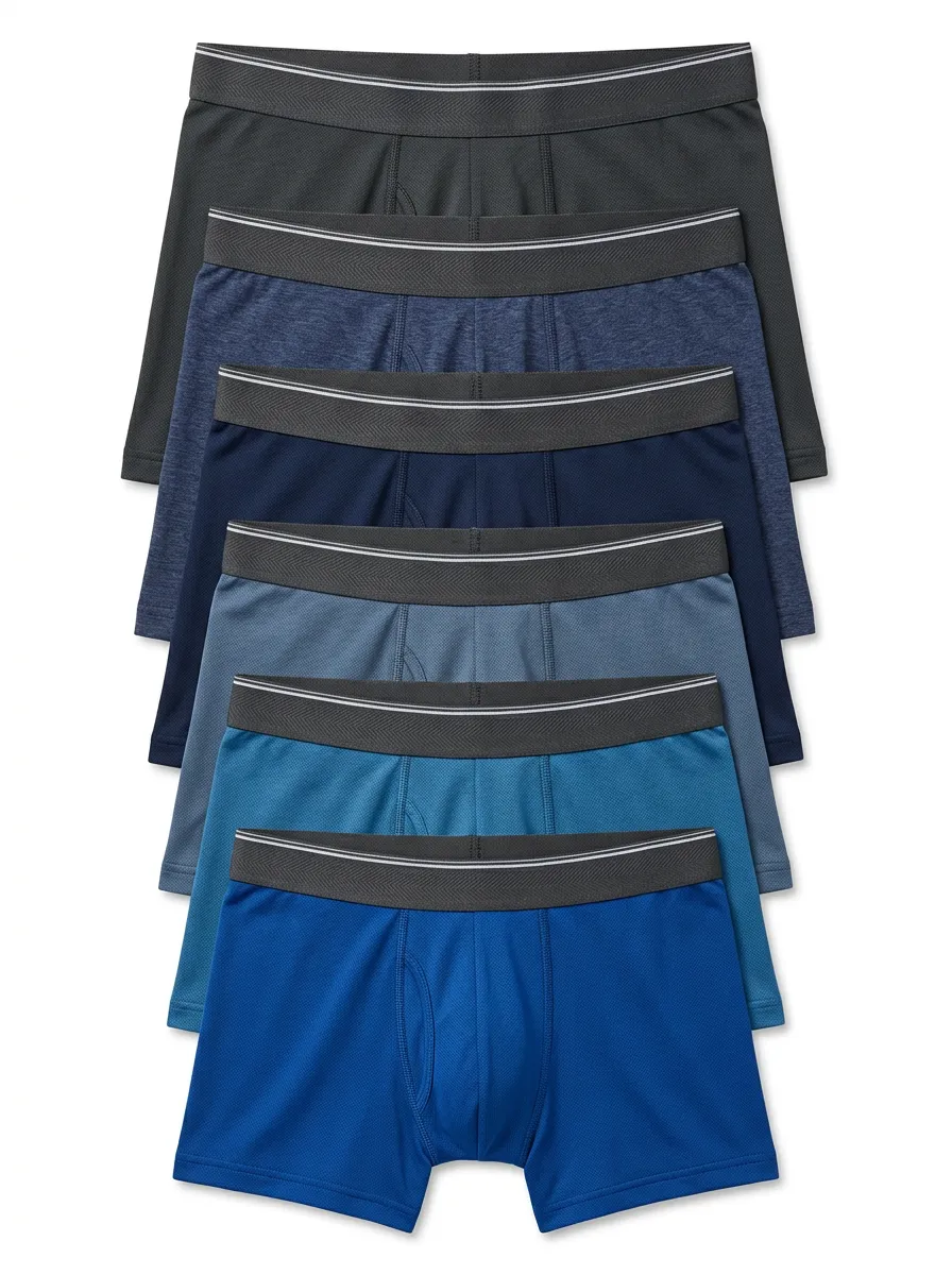 Men's Gradient Mesh Breathable Heathered Texture 6-Pack Boxer Briefs