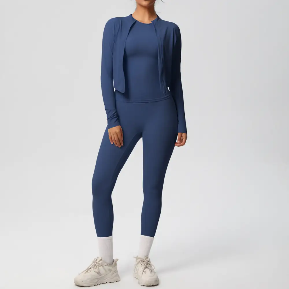 Short-Sleeve Quick-Dry Jacket, Top and Leggings Active Set