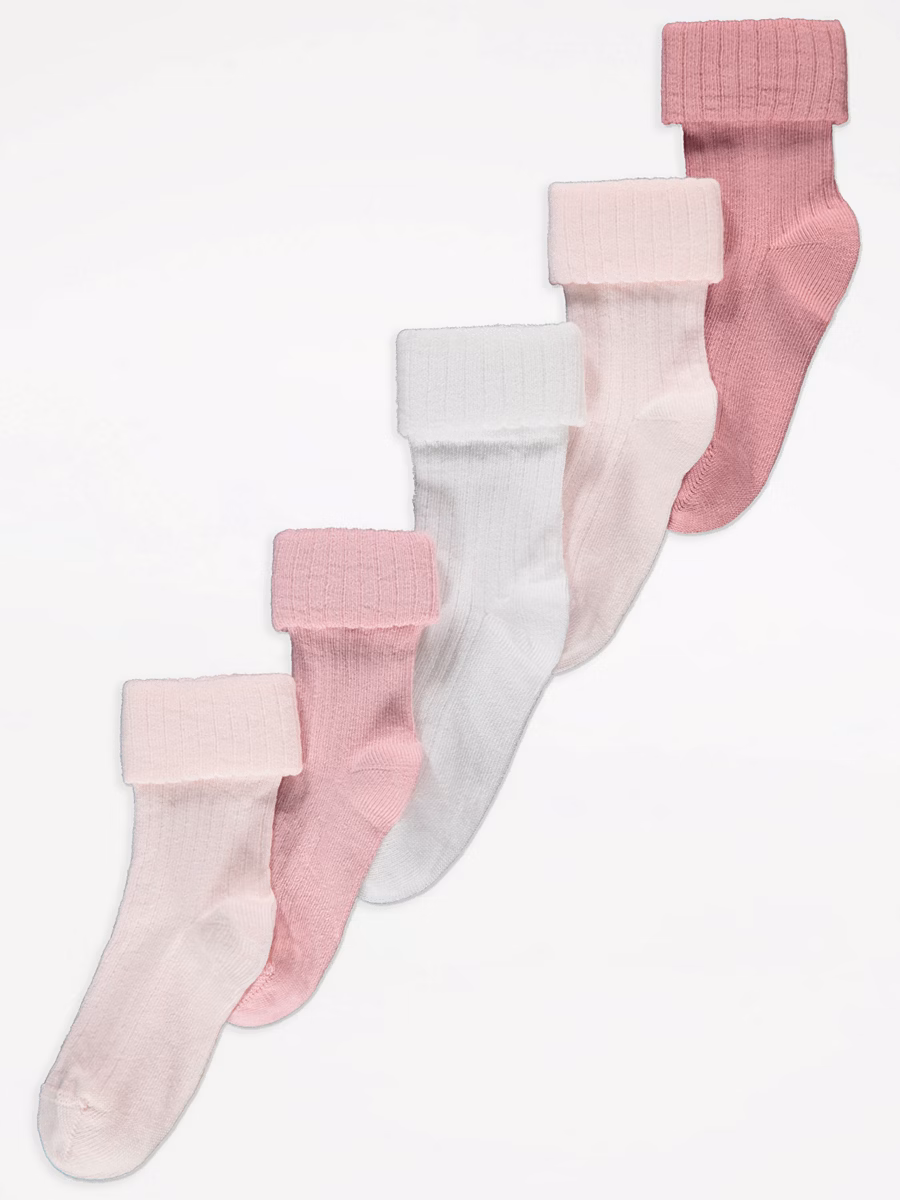 Pink Ribbed Socks 5 Pack detail 1
