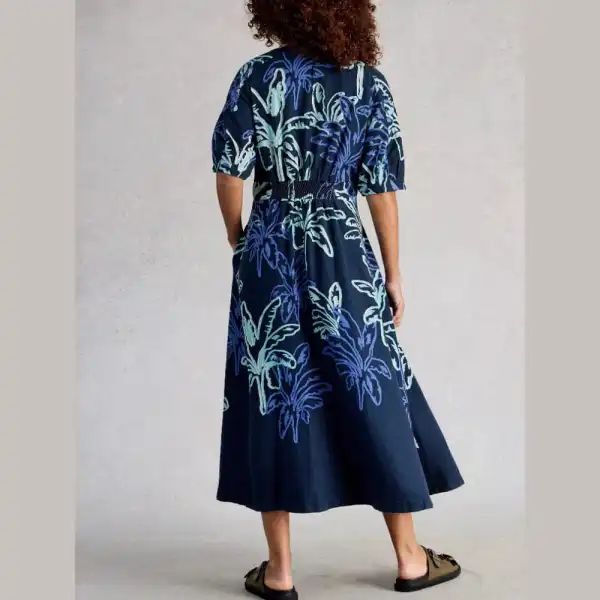 Classic Linen-Blend Women's Midi Dress