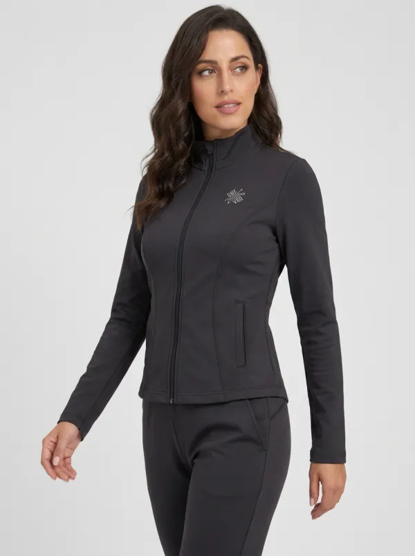 Women's Blue Solid Color Zip-up Slim Fit Tracksuit Set