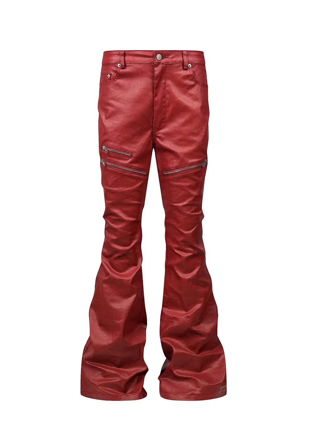 Flared Coated Waxed Jeans