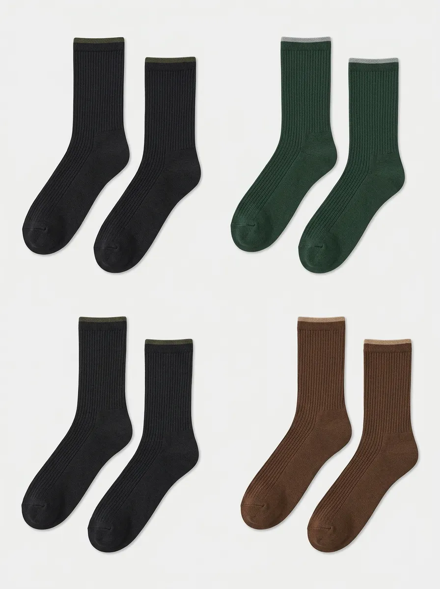 Men's Multipack Ribbed Solid-Tone Reinforced-Toe-Heel Crew Socks