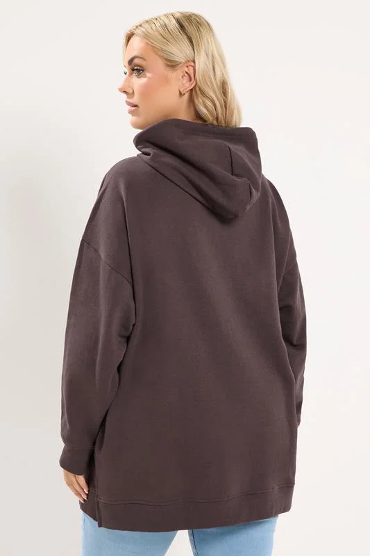 Chocolate Brown Drawstring Hoodie detail 2
