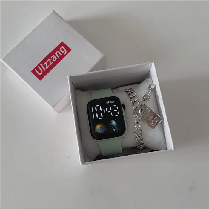 Square‑Face LED Digital Watch, Fashion Cartoon Pattern Electronic Wrist Watch for Men Women Teens