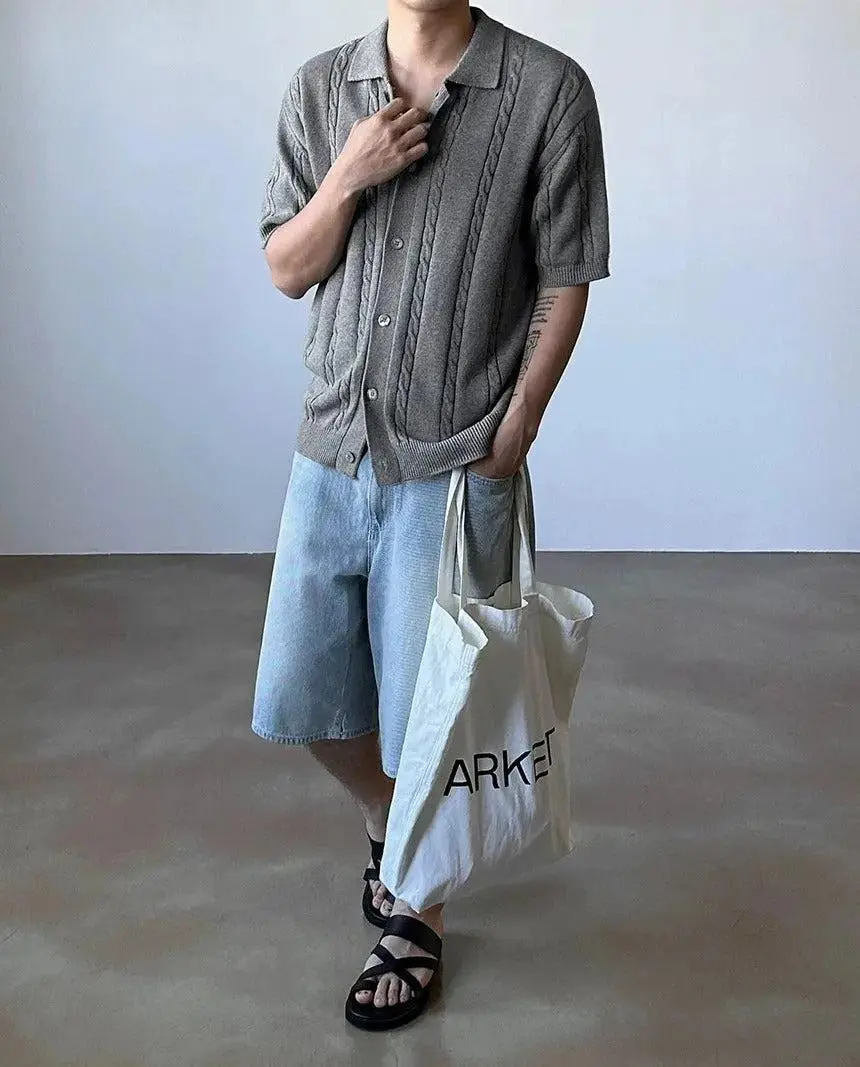 Twisted Knit Button-Up Shirt