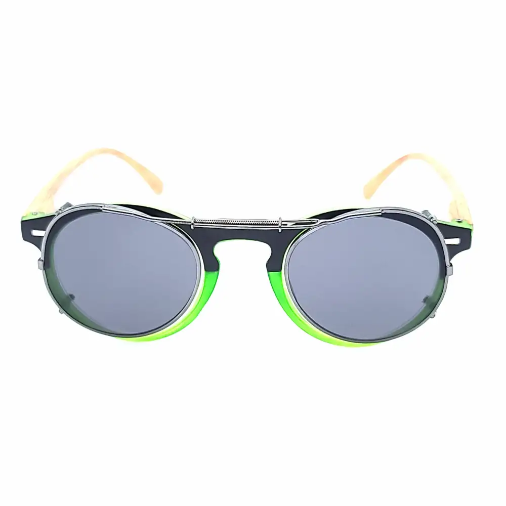 44mm Round Mirrored Clip-On Sunglasses