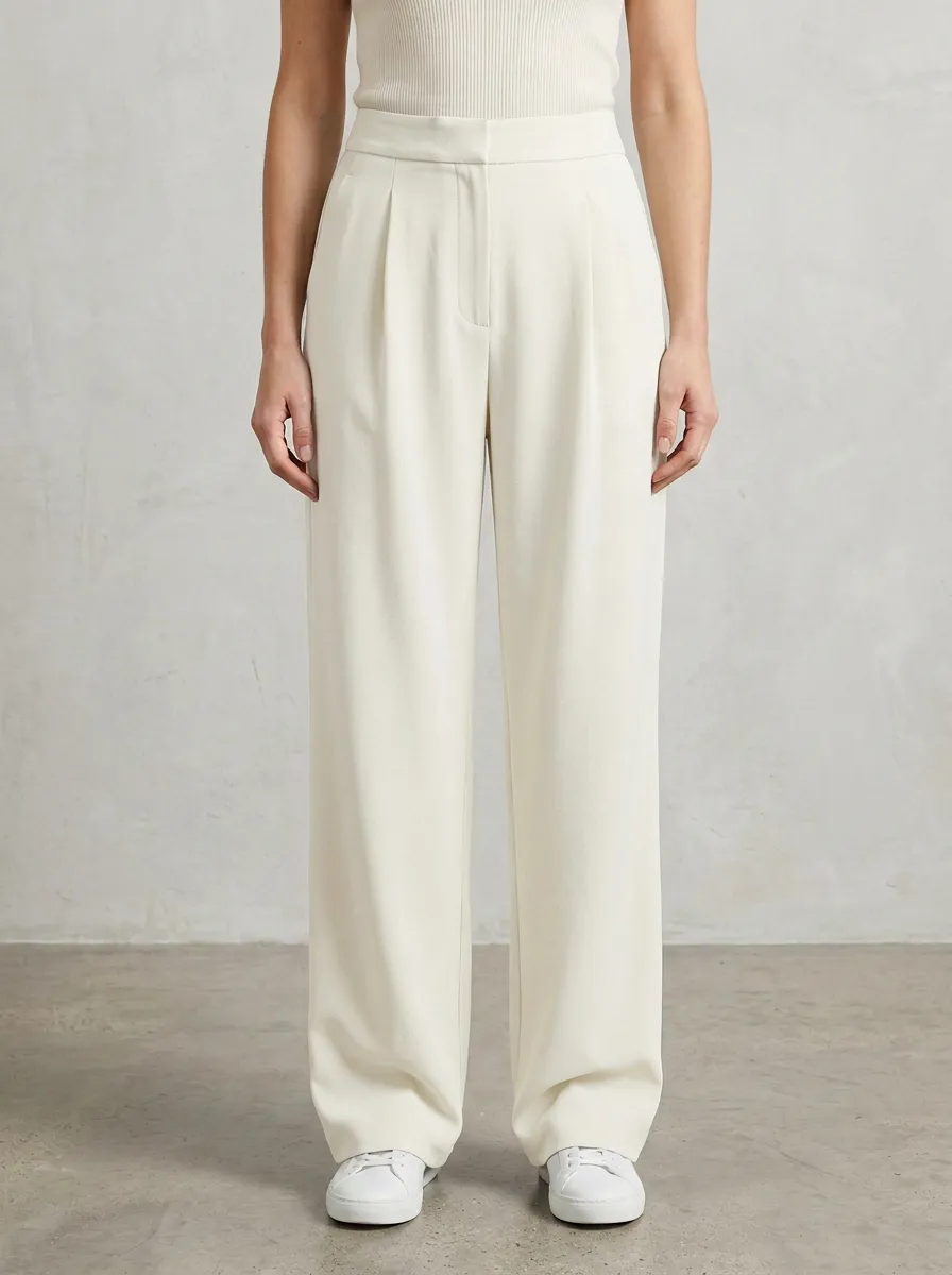 Minimal Form Pleated Wide-Leg Trousers