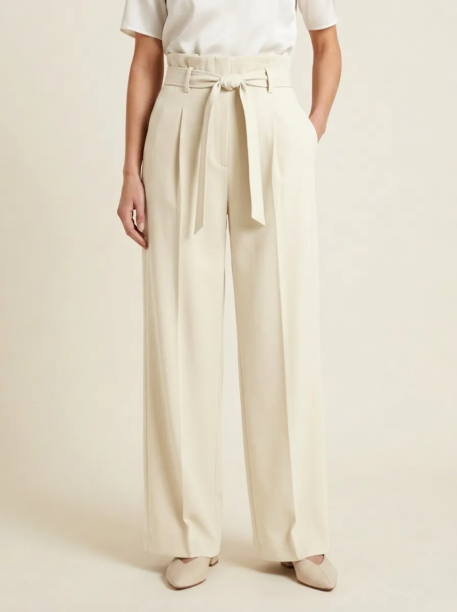 High-Waisted Belted Wide-Leg Trousers