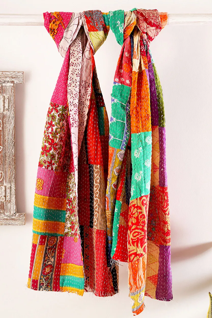 Patchwork Kantha Cotton Scarf
