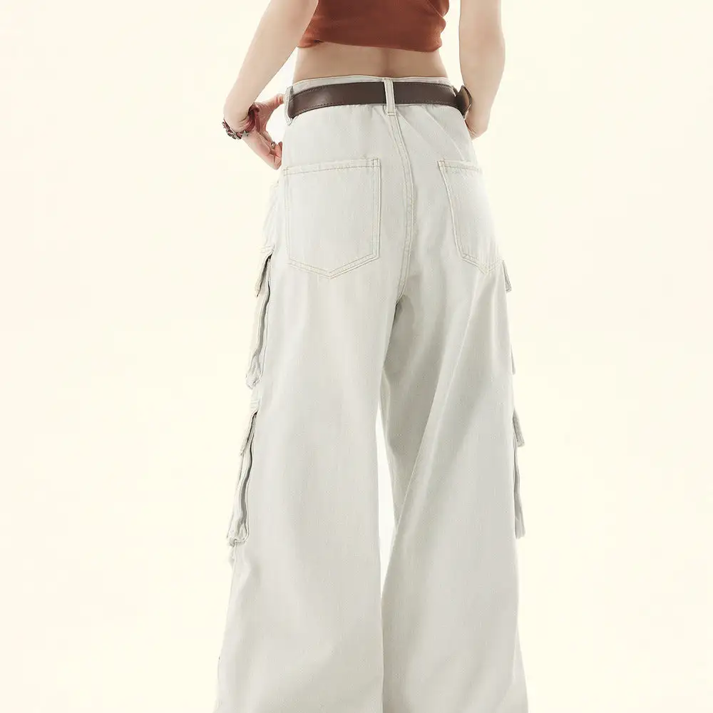 Multi Pocket Wide Leg Jeans