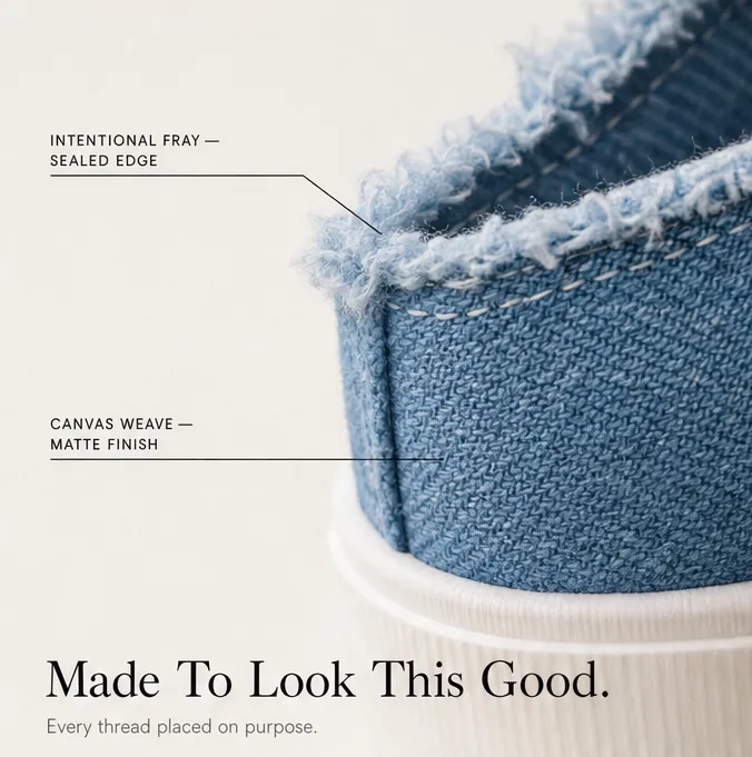 Frayed Denim Slip On Sneakers