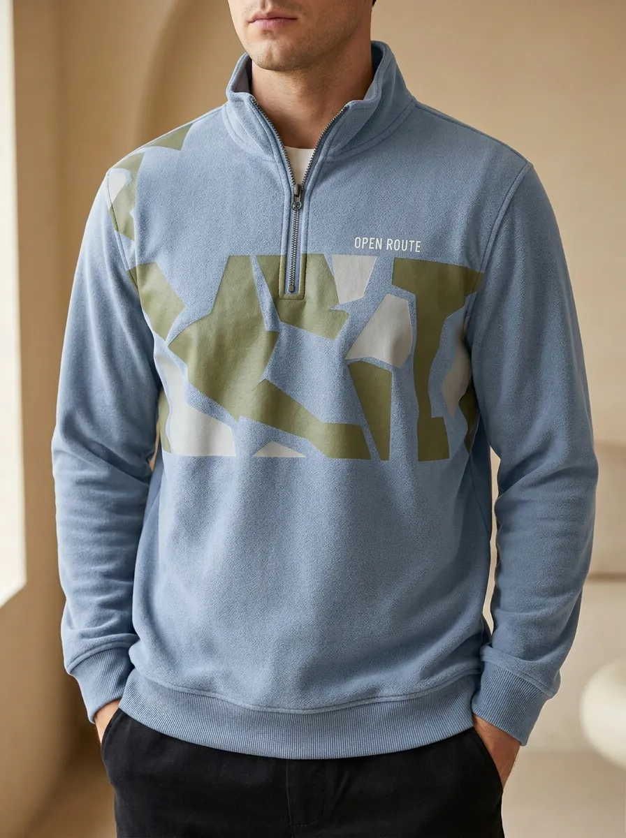 Half-Zip Geometric Camo Men's Half-Zip Sweatshirt