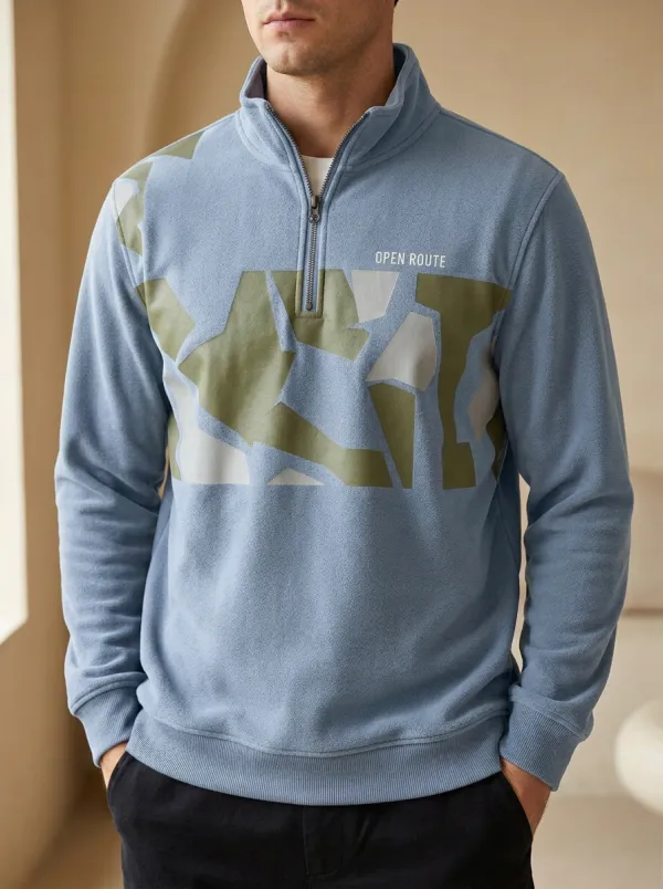 Half-Zip Geometric Camo Men's Half-Zip Sweatshirt