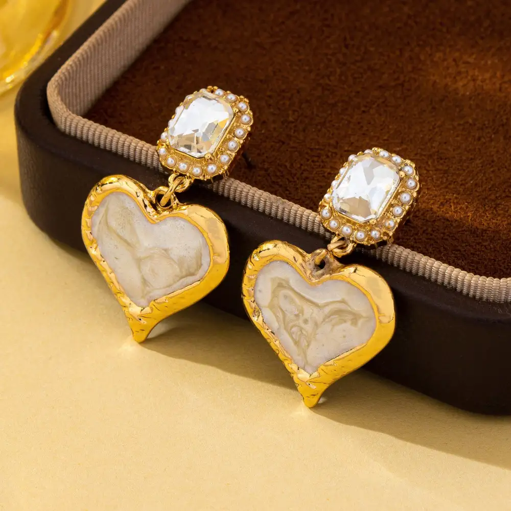 Marbled namel Heart Crystal Drop