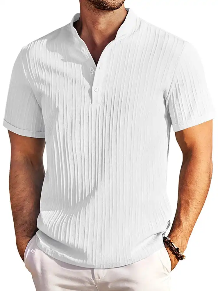 Casual Textured Henley T-Shirt