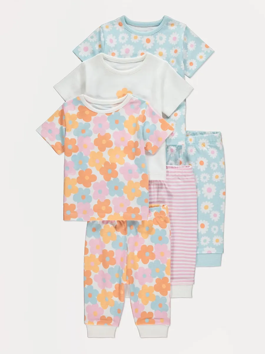 Floral Stripe Jersey Pyjamas 3 Pack