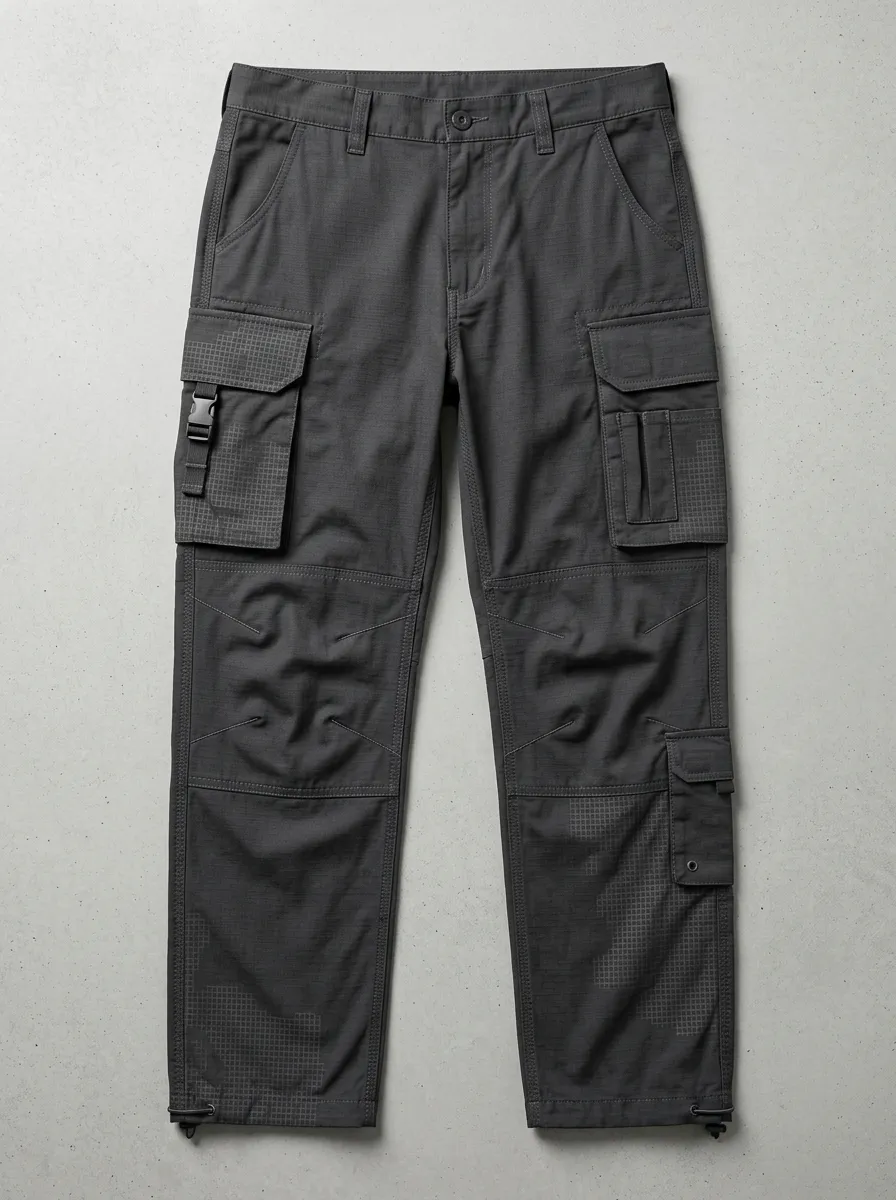 Unisex Tactical Grid Pattern Printed Cargo Work Pants