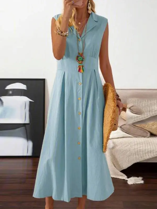 Lapel Line Midi Dress