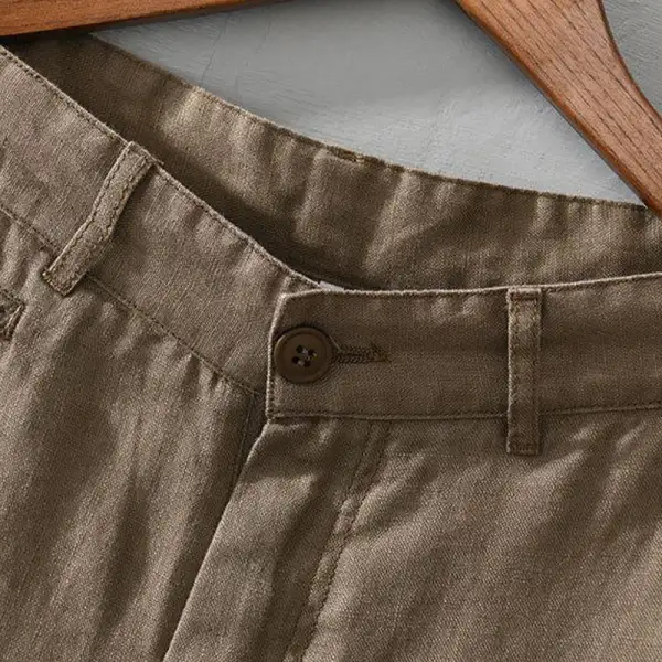 Drawstring Linen Blend Shorts
