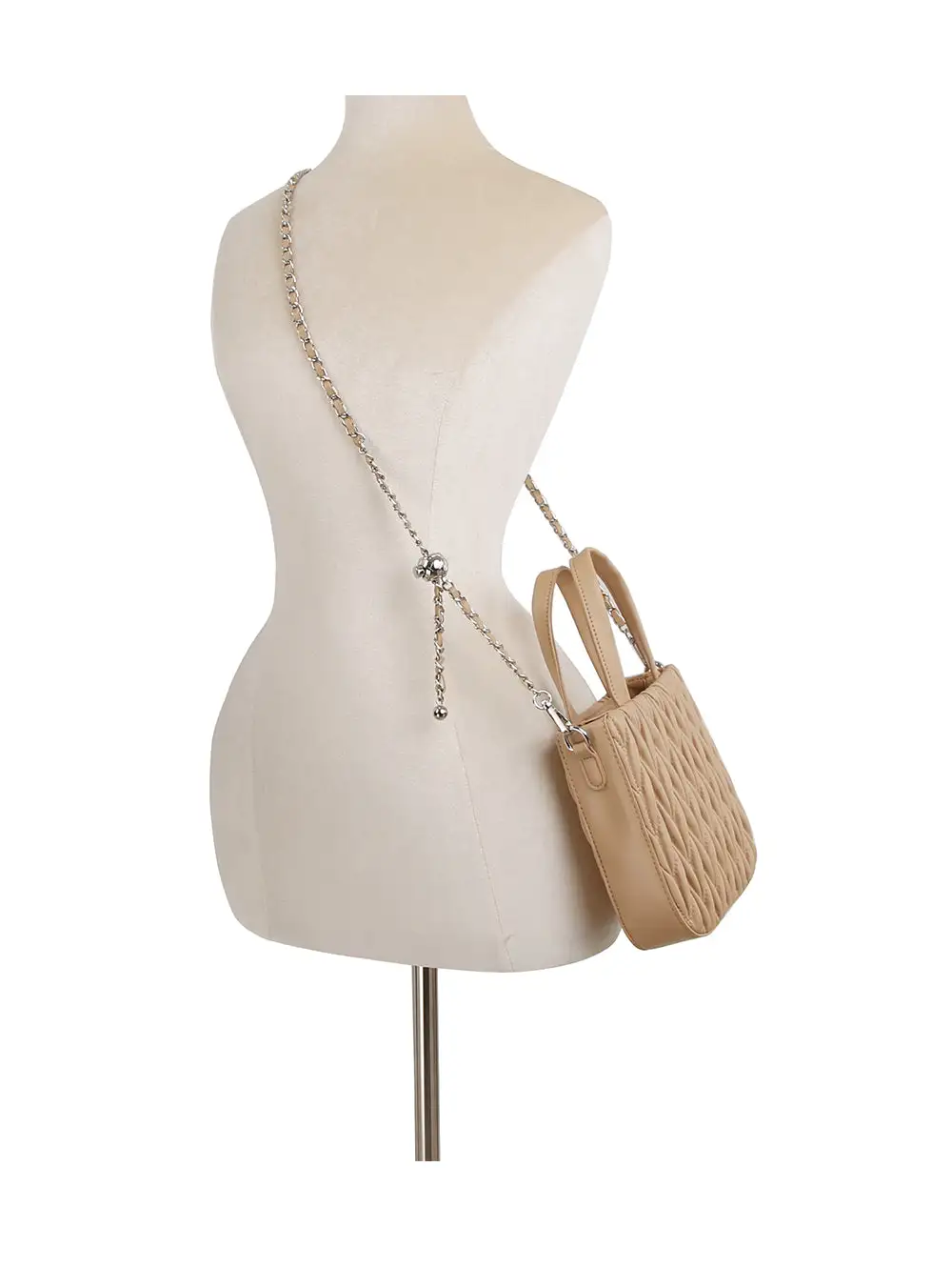 Woven Design Top Handle Chain Crossbody Bag