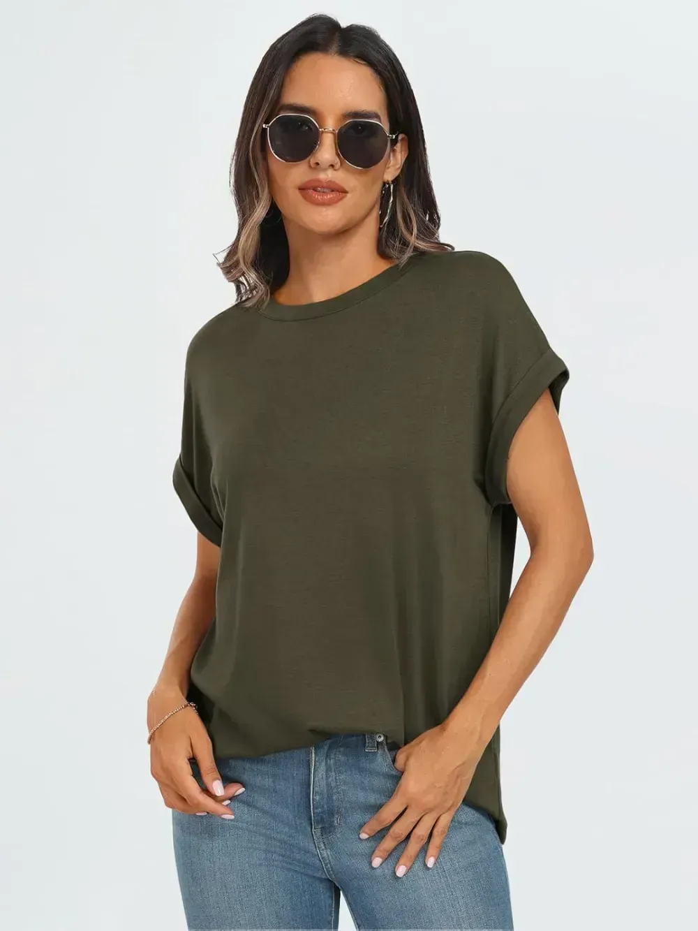 AUTOMET Women Tops Casual Basic T Shirts Loose Fit Crewneck Short Sleeve Summer Outfits