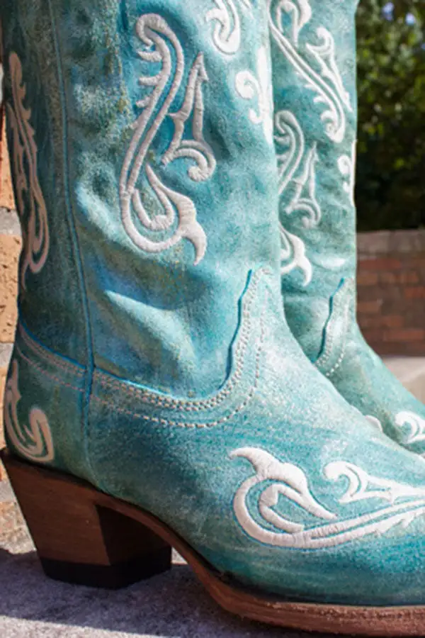 Green Tribal Embroidery Block-Heel Boots