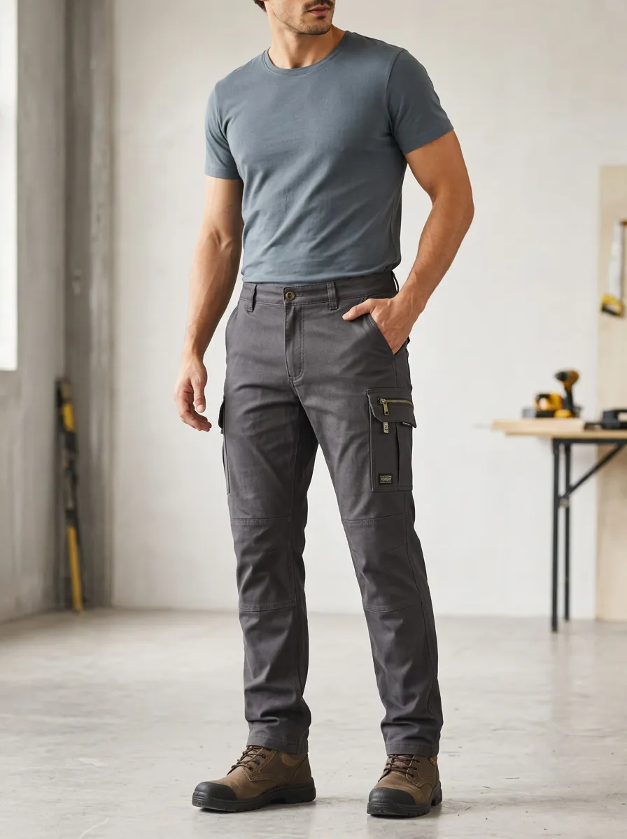 Men's Classic Charcoal Grey Utility Cargo Pants