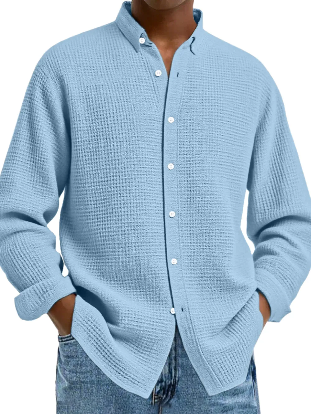 Textured Knit Button Front Shirt