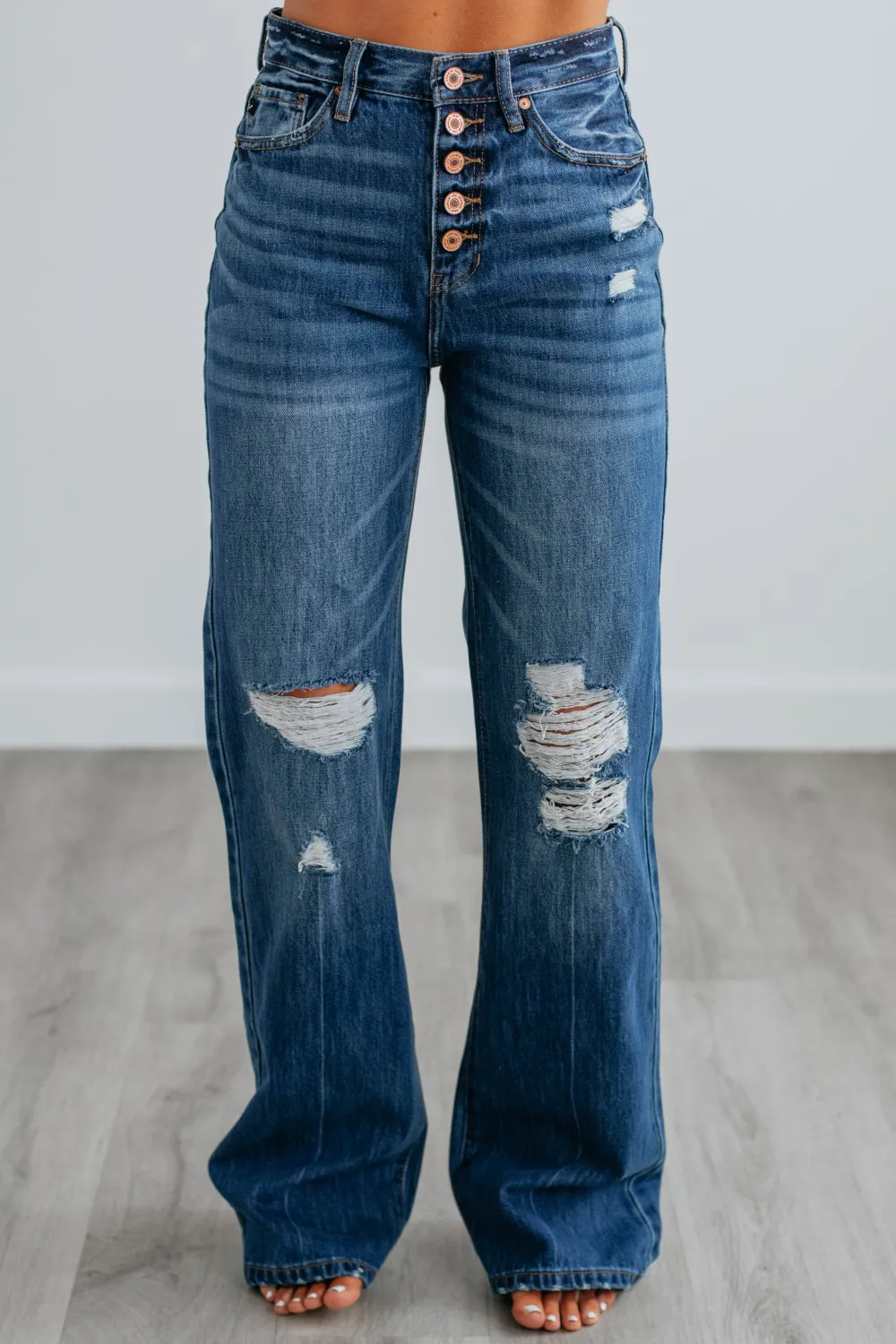 Women's High Rise Wide Leg Rigid Denim Jeans