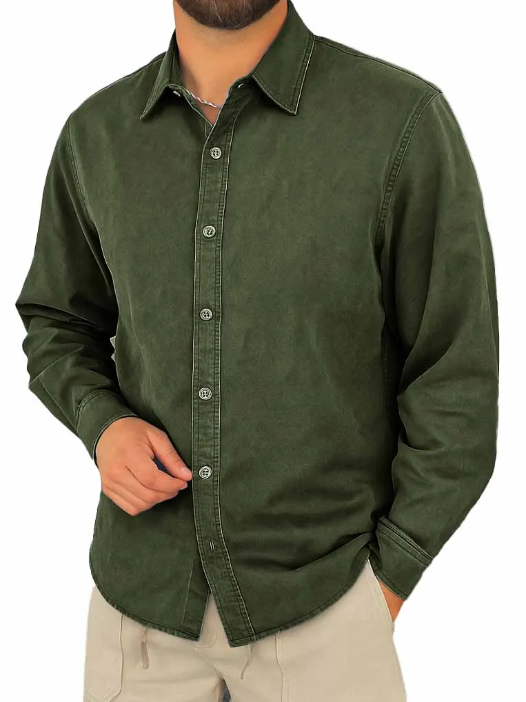 Comfort Fit Long Sleeve Camp Collar Shirt