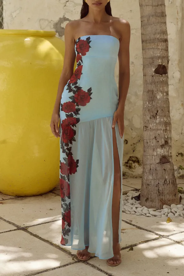 Floral Print Side Slit Maxi Dress