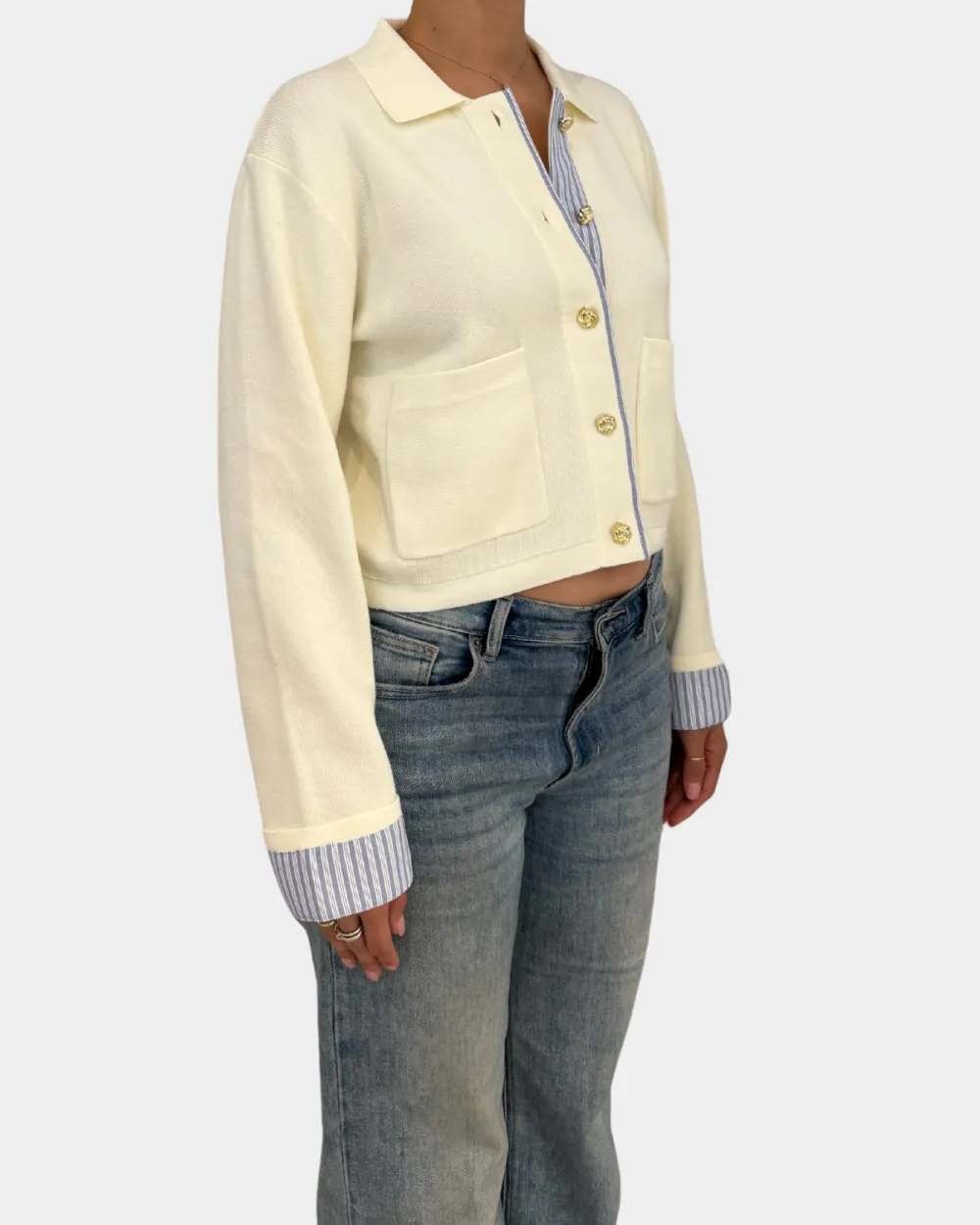 Relaxed Contrast Color Cardigan