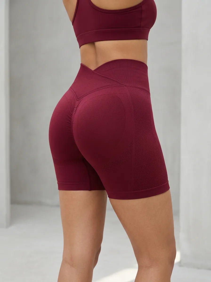 Women's High Waist Ruched Seamless Fitness Shorts