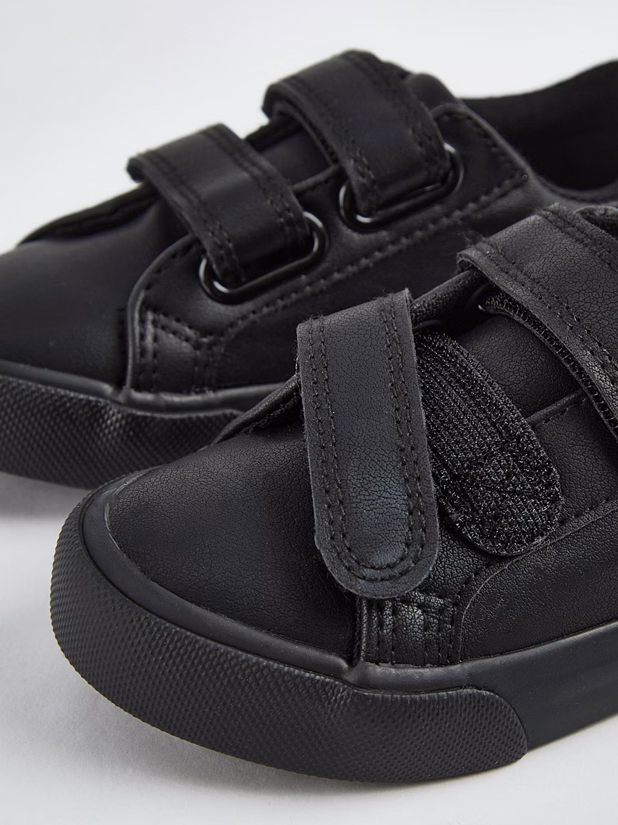 Black Double Strap School Shoes detail 1