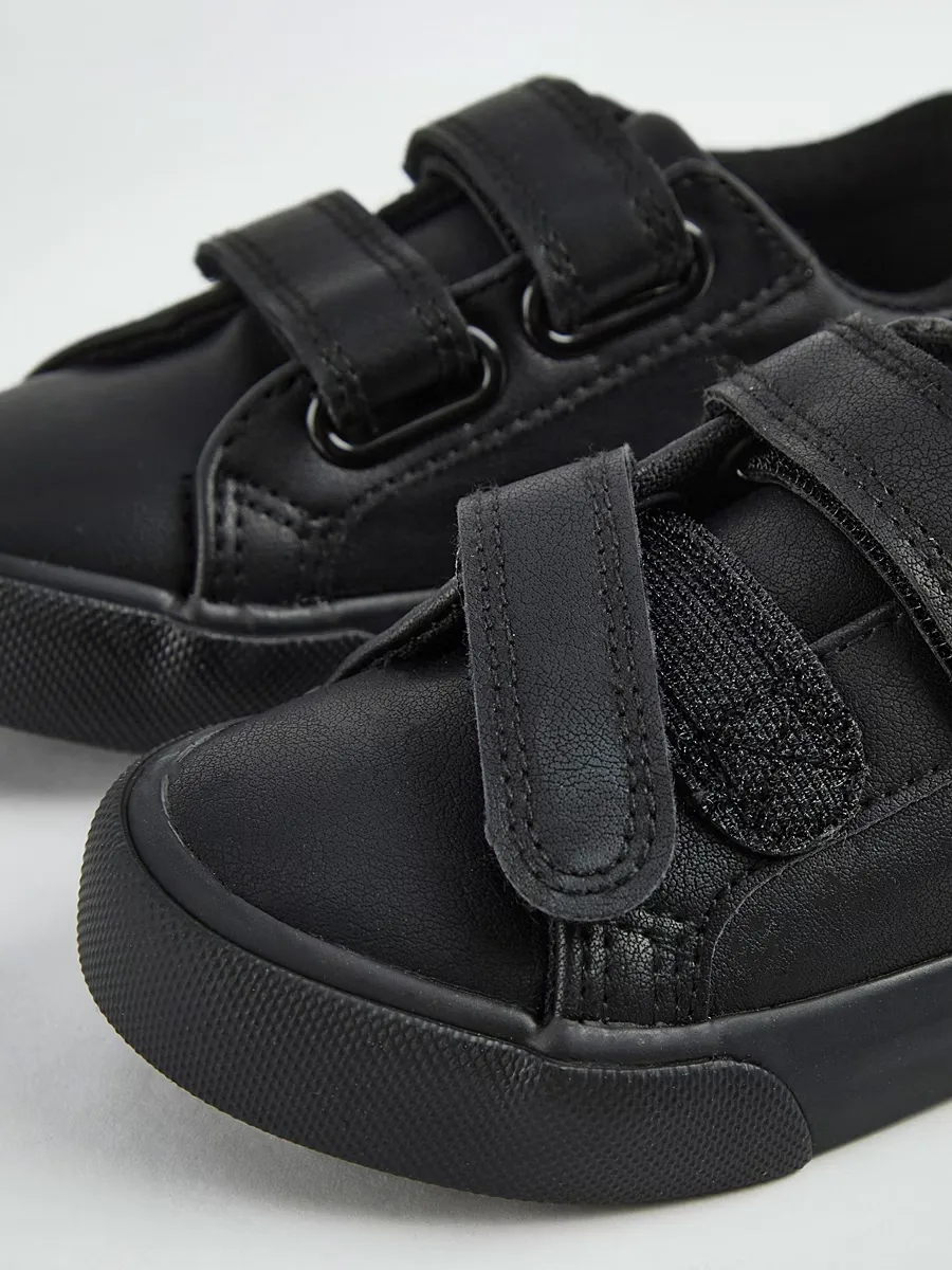 Black Double Strap School Shoes