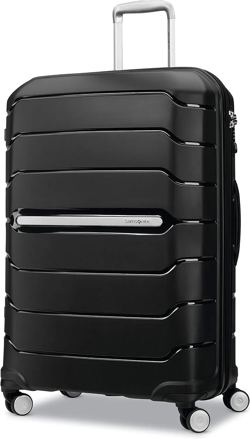 Samsonite Freeform Hardside Carry-On Luggage with Spinner Wheels - Hardshell Suitcase - TSA, Airline-Approved - Expandable Hard Shell, Smooth Rolling Wheels for Lightweight Travel - White/Grey