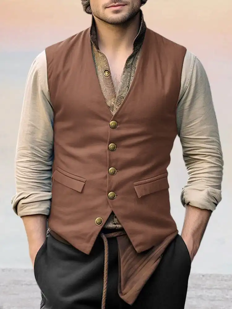 Clean Front V-Neck Suit Vest