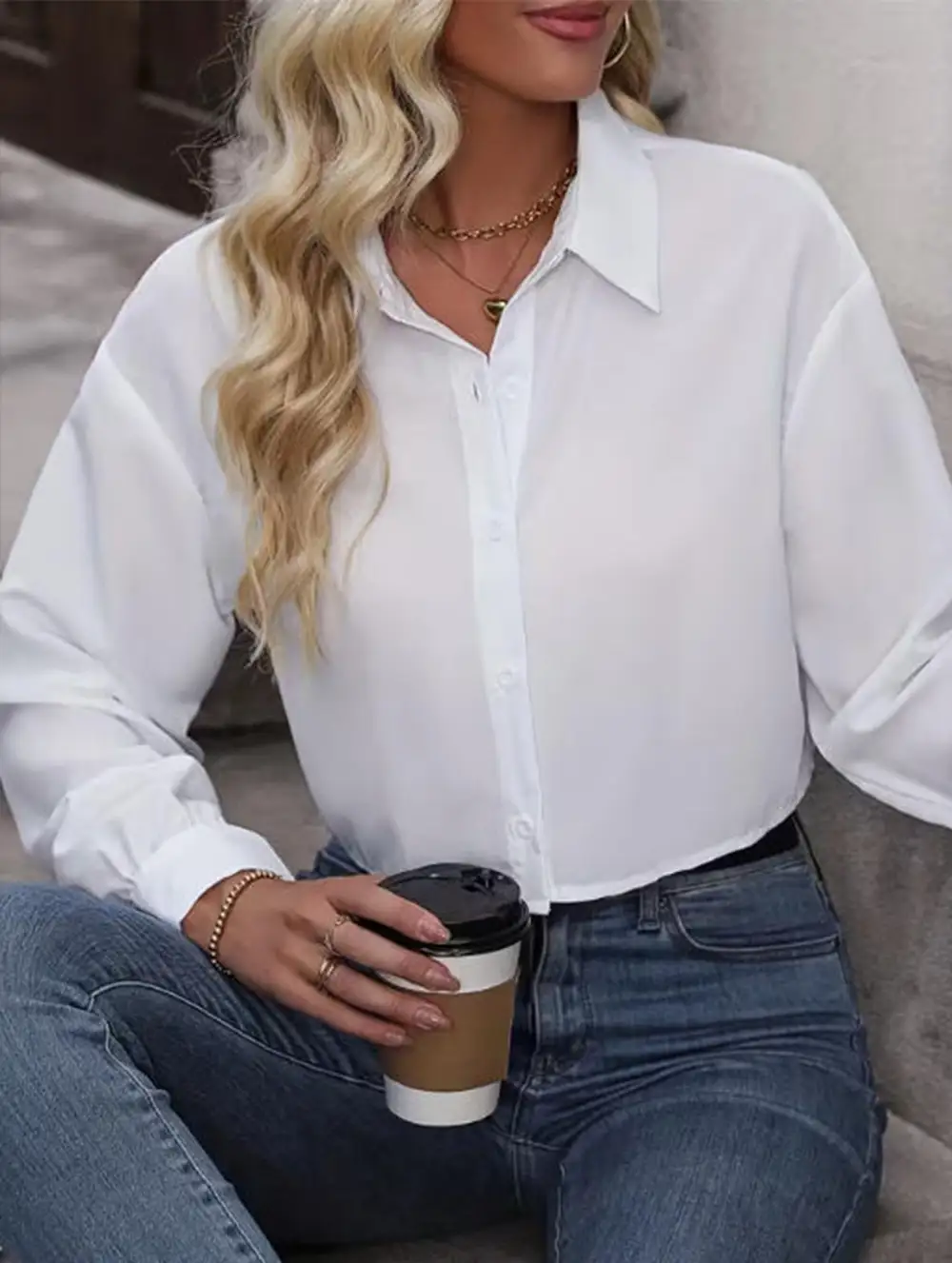 Cropped Long Sleeve Shirt