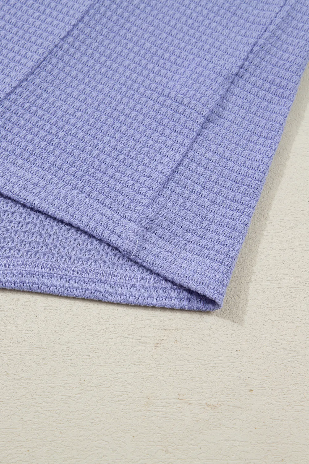 Wisteria Waffle V Neck Short Sleeve Top