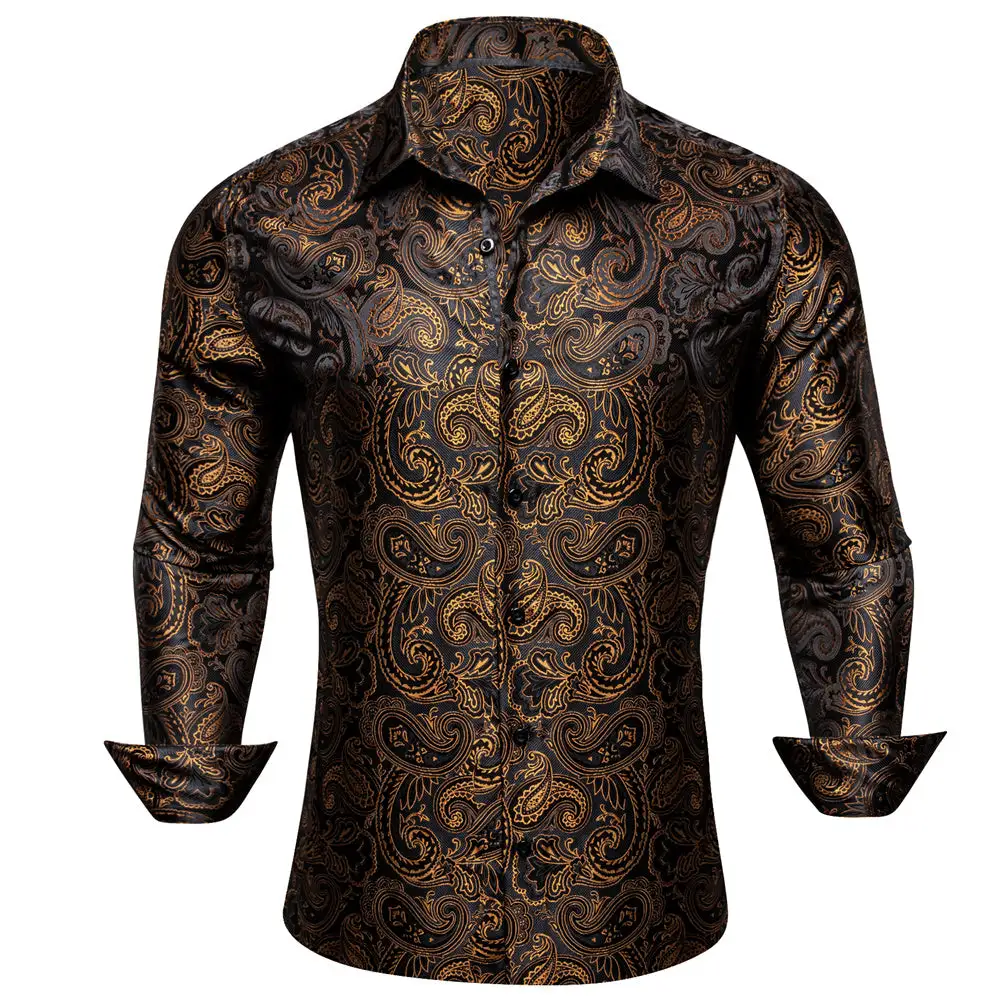 Woven Paisley Long Sleeve Silk Dress Shirt