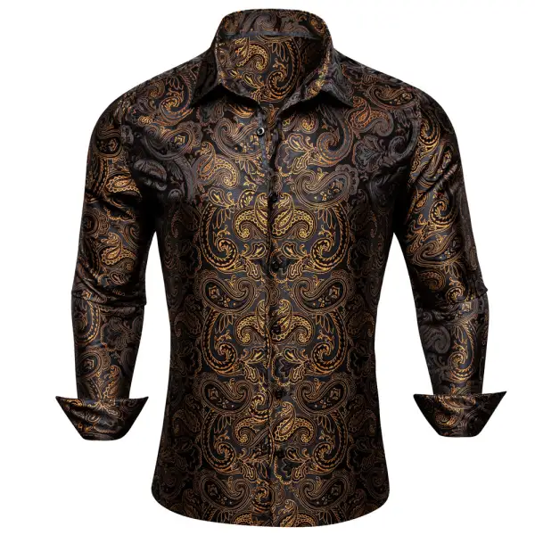 Woven Paisley Long Sleeve Silk Dress Shirt