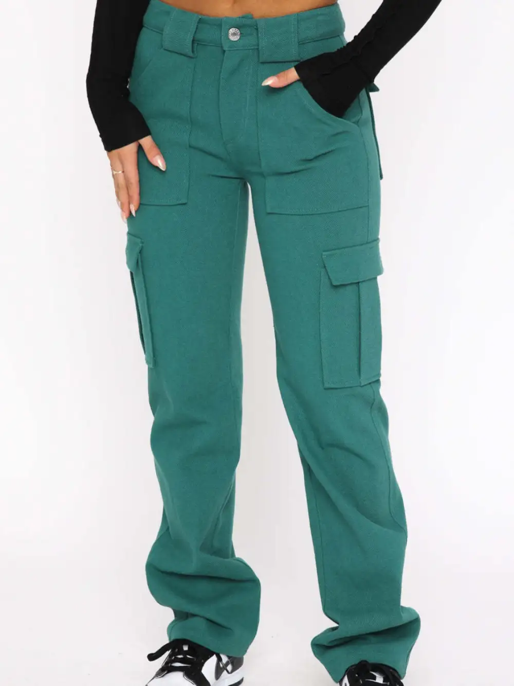 Straight Leg Pocketed Casual Everyday Cargo Pants