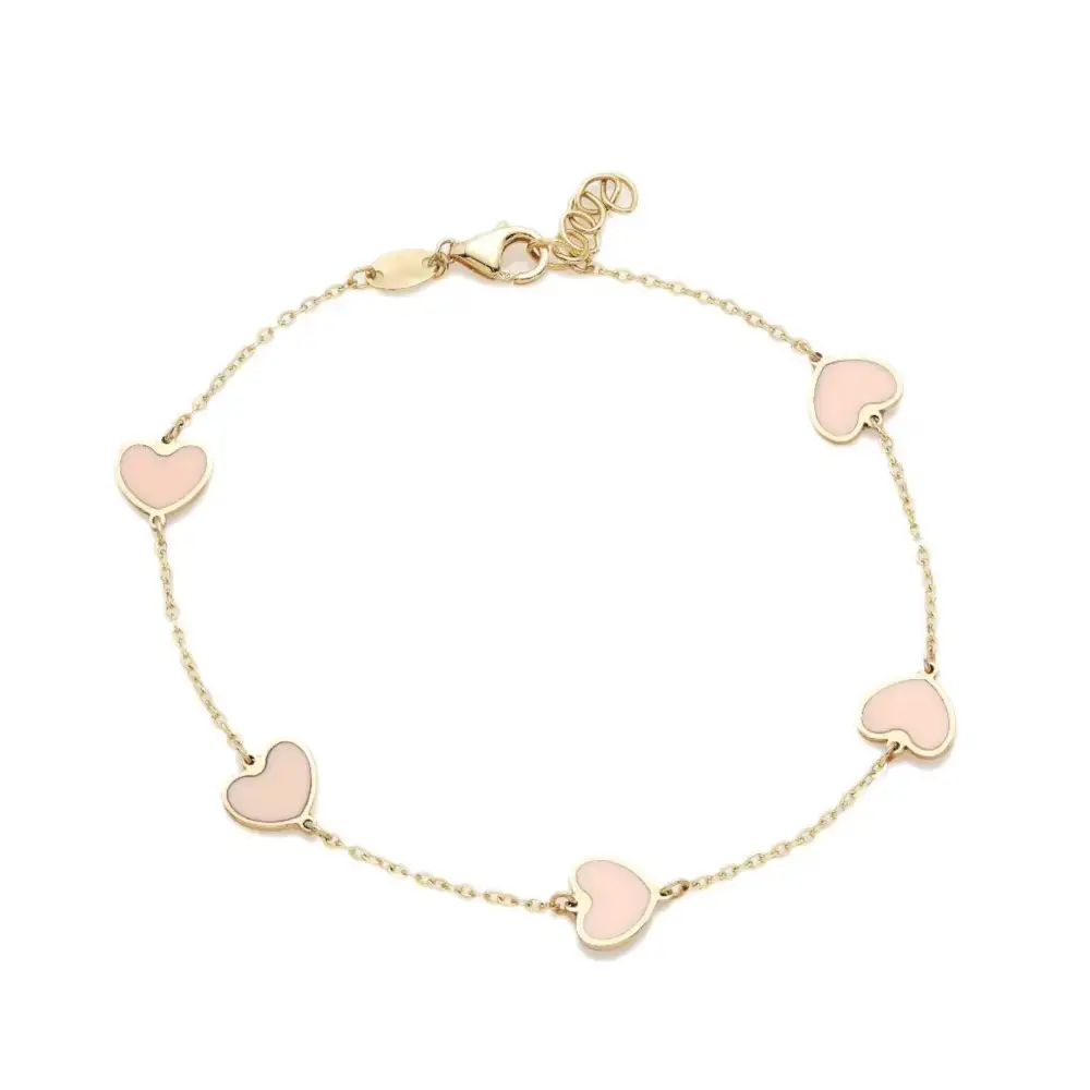 Solid Gold Heart Station Bracelet