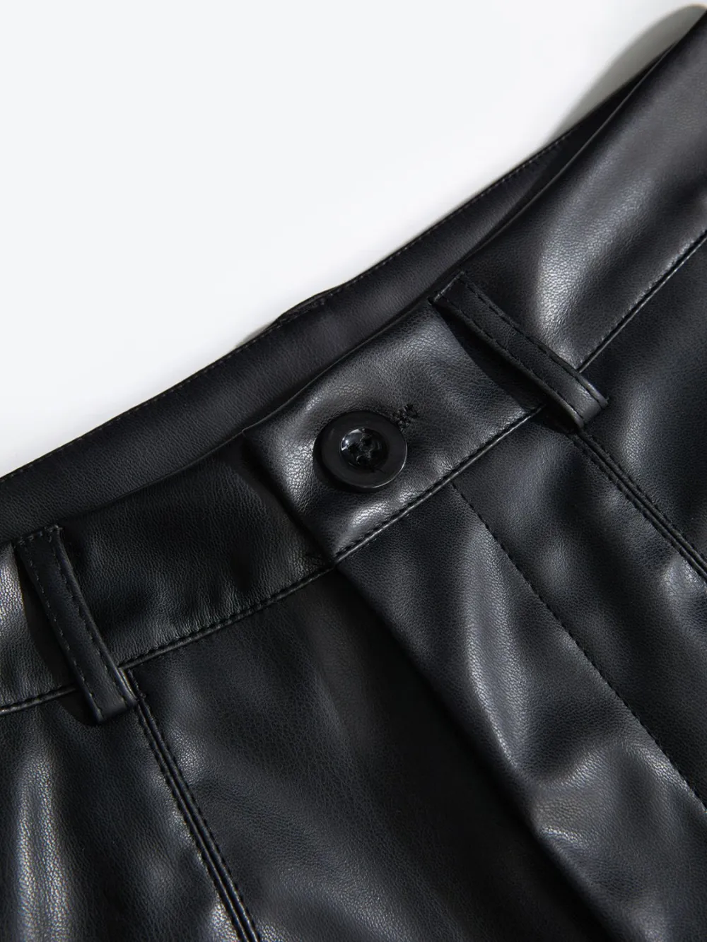 Pu Leather High Rise Shorts