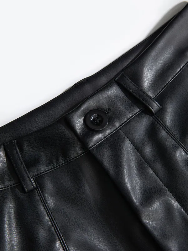 Pu Leather High Rise Shorts