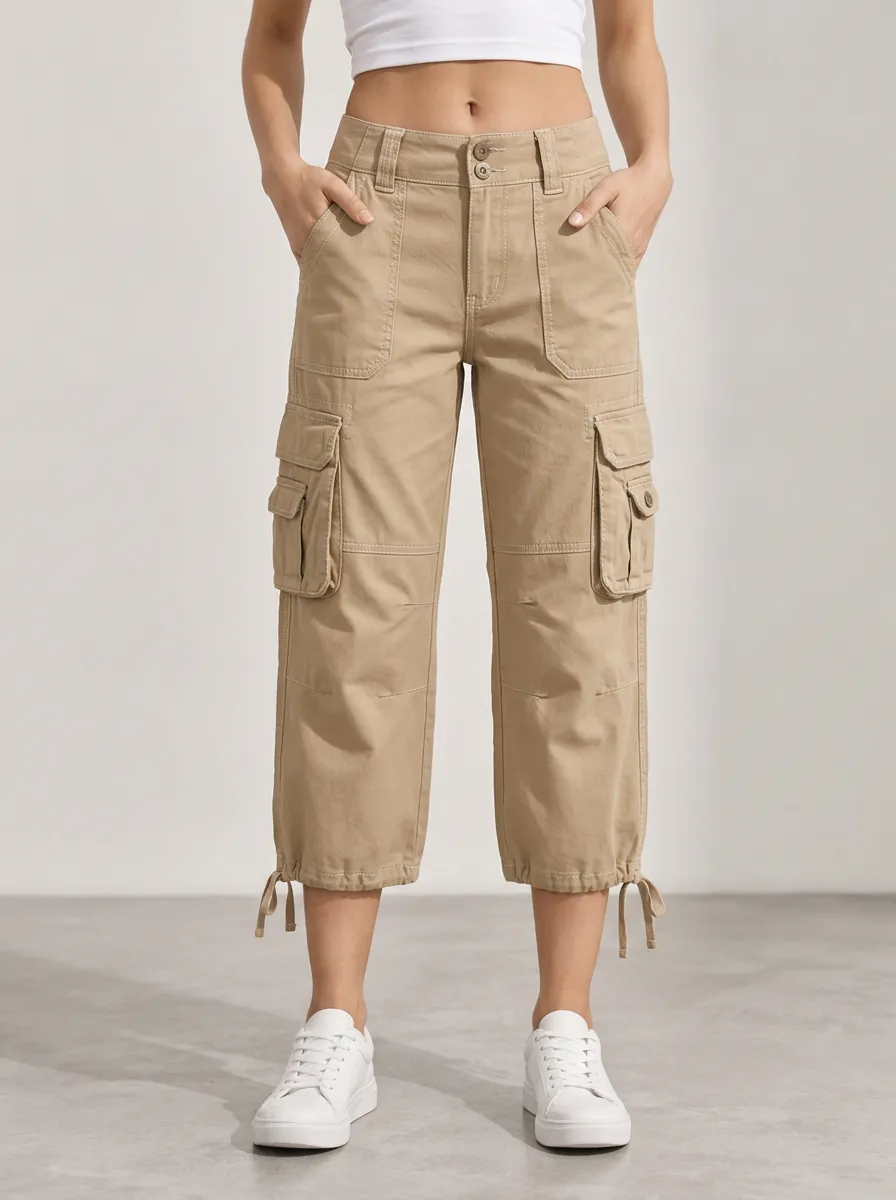 Women's Multi-Pocket Cargo Easy Wear Capri Pants