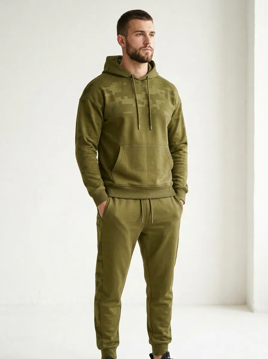 Men's Urban Style Digital Camo Print Jogger Set