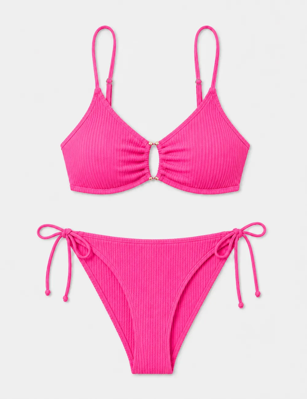 Tone Metal Accents Triangle Bikini Set