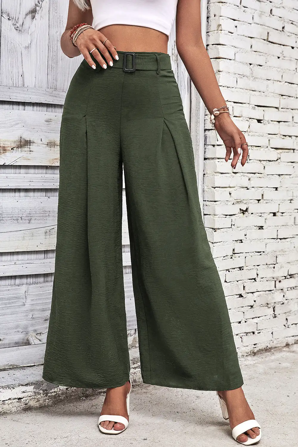 Wide Leg High Waist Ruched Versatile Pants